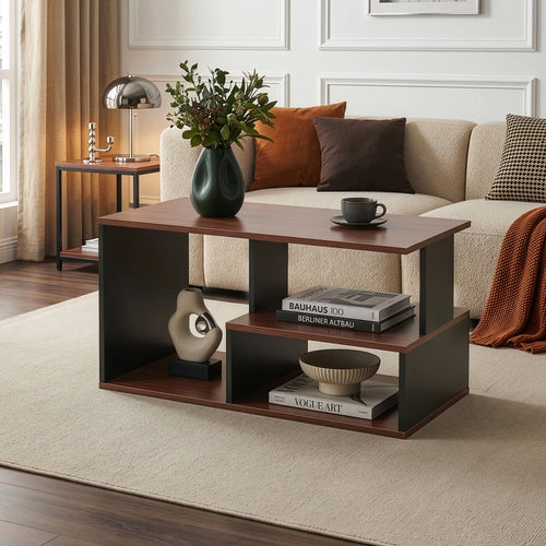 Table basse Trond 80x40x42 cm Noir/Noyer [en.casa]