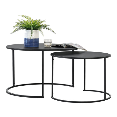 Set di tavolini da salotto Korenica 2 pezzi - Set max. 20 - 20 kg rotondo nero [en.casa] - premiumXL