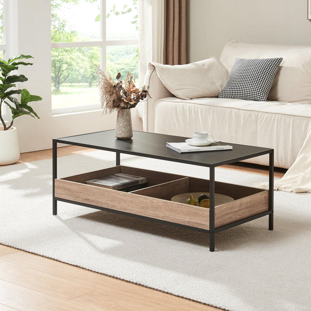 Table basse Belana 100x48x39 cm Noir/Aspect chêne [en.casa] - premiumXL