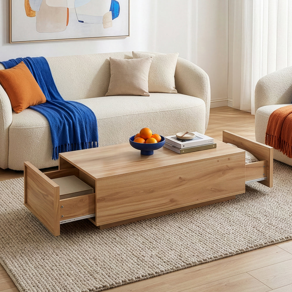 Tavolino Rettangolare Turur da Salotto con 2 Cassetti 104 x 50 x 40 cm [en.casa]