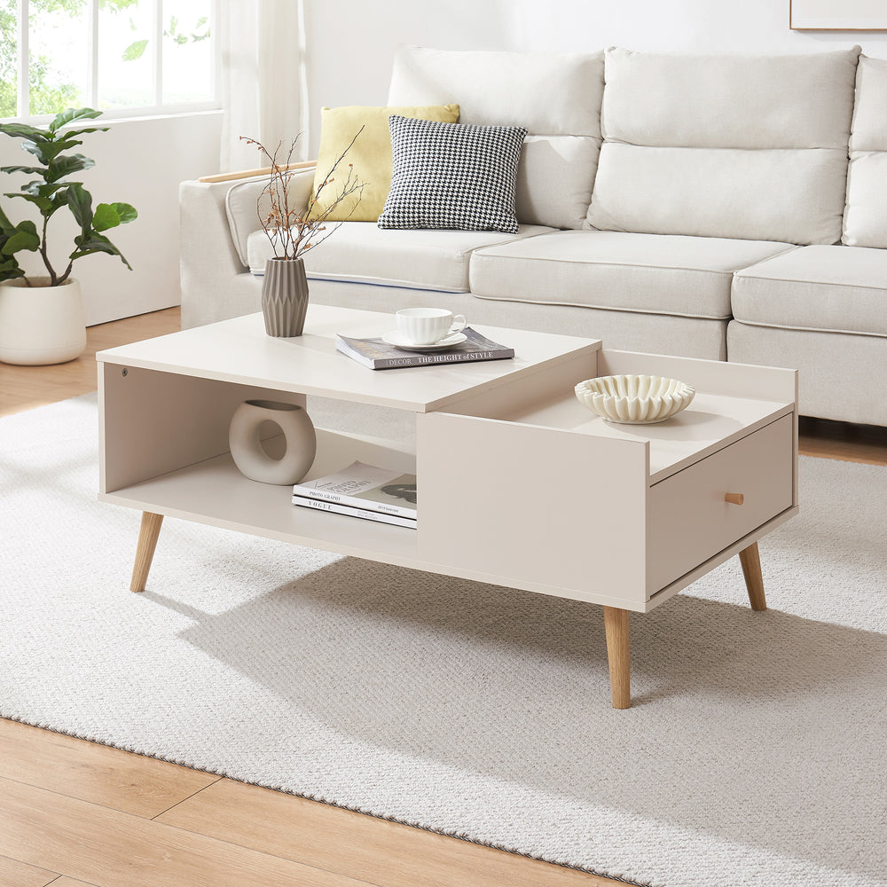 Tavolino Hallevil con cassetto 106x59x44 cm bianco [en.casa] - premiumXL