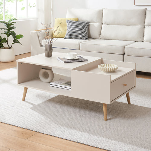 Couchtisch Hallevil mit Schublade 106x59x44 cm Weiß [en.casa] - premiumXL