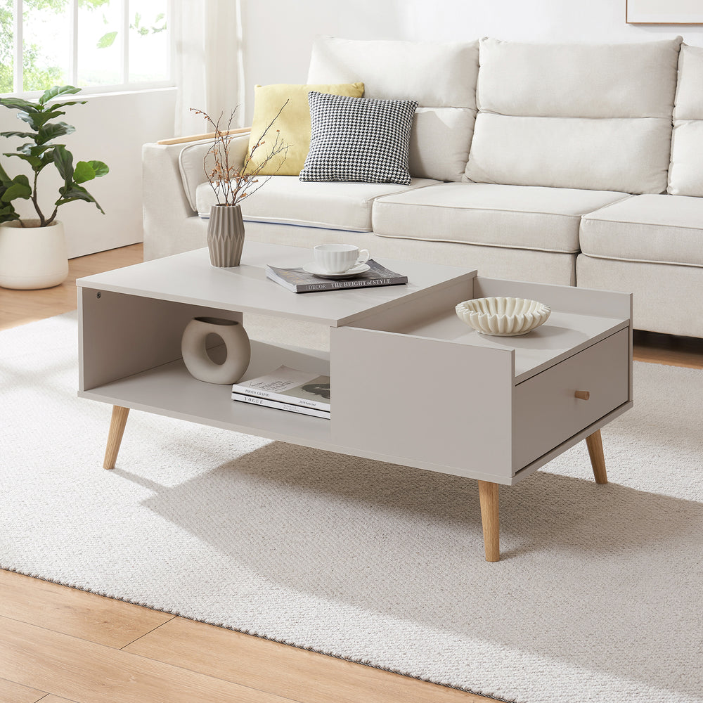 Tavolino Hallevil con cassetto 106x59x44 cm bianco [en.casa] - premiumXL