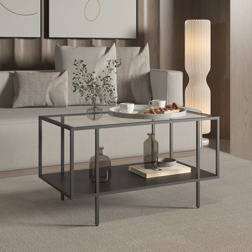 Table basse Nynna acier 90 x 50 x 50 cm noir [en.casa]