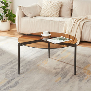 Table basse Ulökantaa acier verre fumé 80 x 40 cm [en.casa]