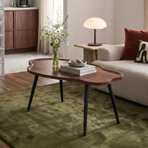 Tavolino da Caffè Trestaneng con Piano Sagomato 100x60x47 cm - Effetto Noce [en.casa] 