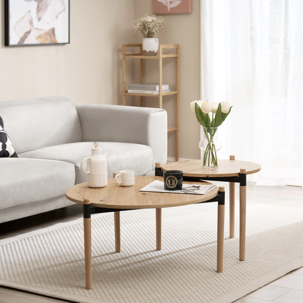 Tavolino da salotto Kristinestad in set naturale [en.casa] - premiumXL