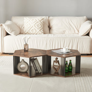 Couchtischset Molde 2 - tlg. Schwarz/Walnussoptik [en.casa] - premiumXL