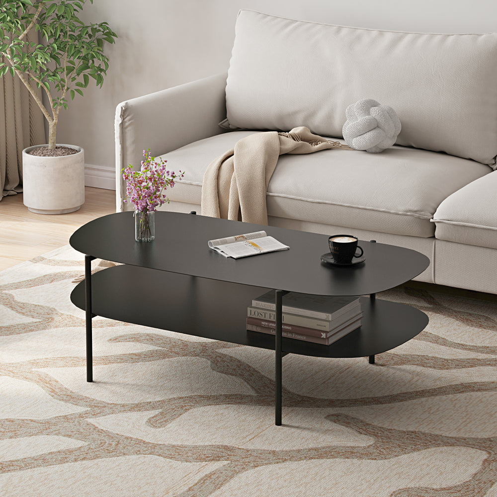 Tavolino da salotto Enebakk 112x62x40,5cm nero, opaco [en.casa] - premiumXL
