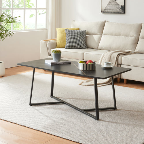 Tavolino da salotto Riskiften 120x60x48 cm effetto marmo, nero [en.casa] - premiumXL