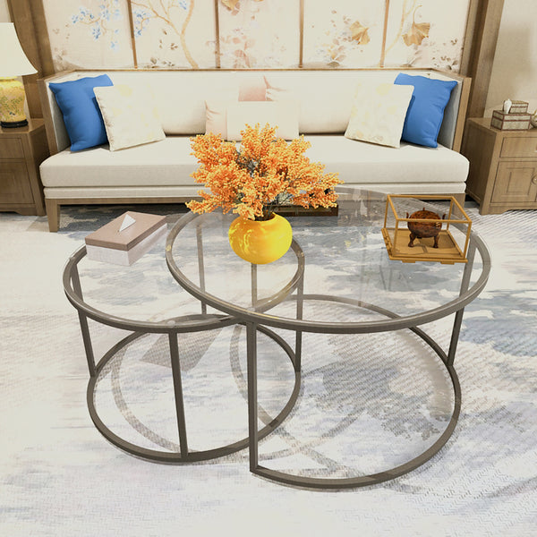 Set Kokkola Tavolini Sovrapponibili con Piani Rotondi [en.casa]