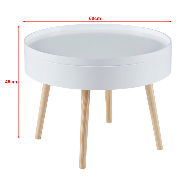 Table basse Bongard avec plateau amovible 45 x 60 cm blanc [en.casa]