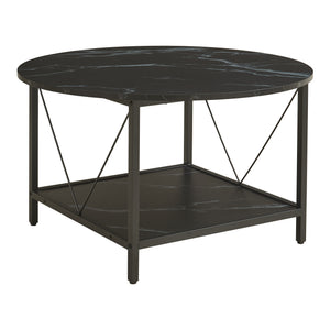 Tavolino da Caffè Filem con Piano Rotondo e Ripiano ØxA: 80 x 46 cm [en.casa]