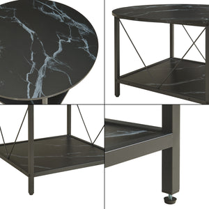 Tavolino da Caffè Filem con Piano Rotondo e Ripiano ØxA: 80 x 46 cm [en.casa]