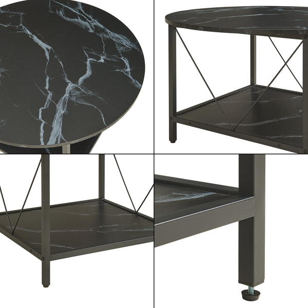 Tavolino da Caffè Filem con Piano Rotondo e Ripiano ØxA: 80 x 46 cm [en.casa]