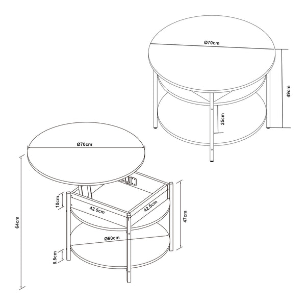 Table basse Kandas avec surface relevable [en.casa]