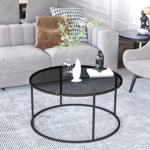 Table basse Kolari verre trempé 45 x 80 cm noir [en.casa]