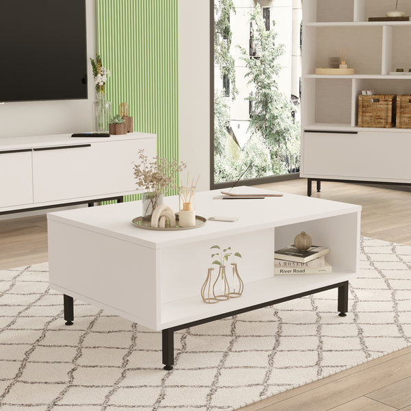 Table basse de salon Majaajoå 90 x 60 x 38 cm [en.casa]