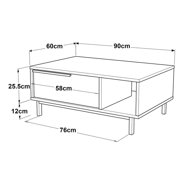 Table basse de salon Majaajoå 90 x 60 x 38 cm [en.casa]