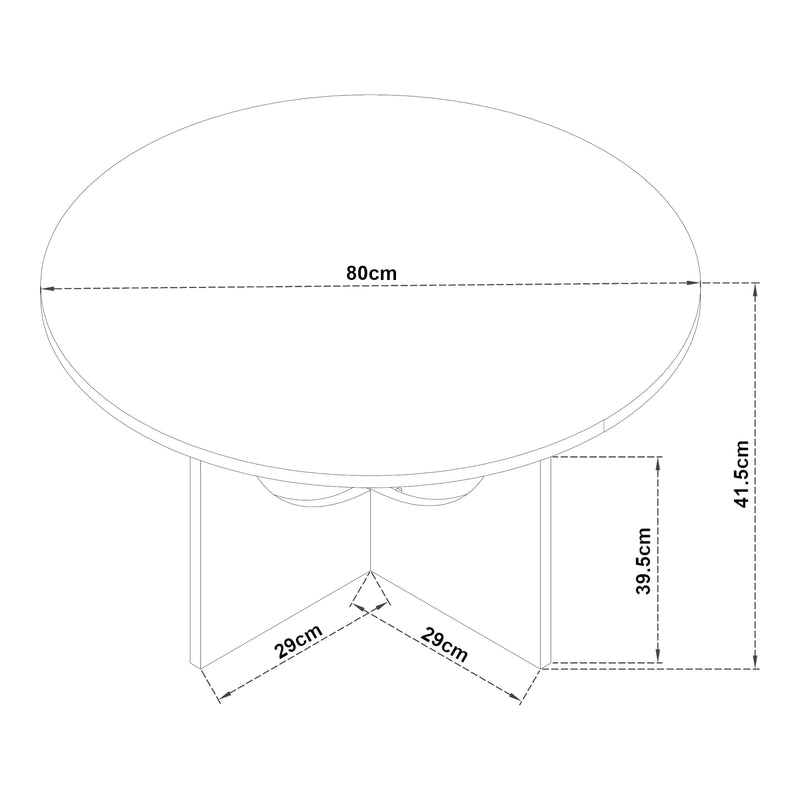 Croquis coté Table basse Rindal 80 x 42 cm [en.casa]