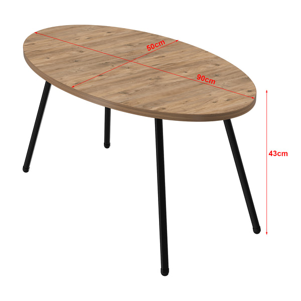 Tavolino Basso da caffè 'Skærbæk' (AxLxP) 43 x 90 x 50 cm Tavolino da Salotto con Piano Ovale in Vari Colori [en.casa]