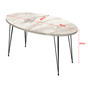 Tavolino Basso da caffè 'Skævinge' (AxLxP) 43 x 90 x 50 cm Tavolino da Salotto con 4 Gambe a Forcina e Piano Ovale - Vari Colori [en.casa]