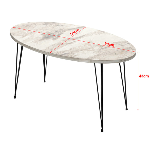 Tavolino Basso da caffè 'Skævinge' (AxLxP) 43 x 90 x 50 cm Tavolino da Salotto con 4 Gambe a Forcina e Piano Ovale - Vari Colori [en.casa]