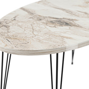 Tavolino Basso da caffè 'Skævinge' (AxLxP) 43 x 90 x 50 cm Tavolino da Salotto con 4 Gambe a Forcina e Piano Ovale - Vari Colori [en.casa]