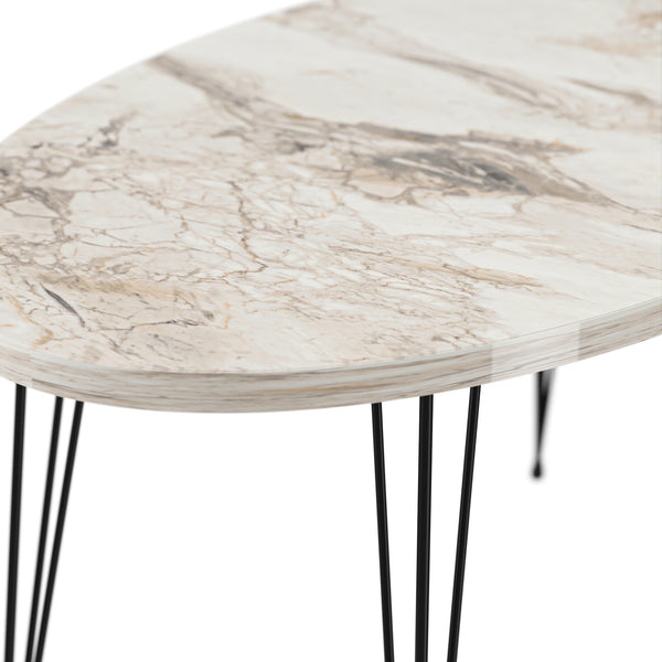 Tavolino Basso da caffè 'Skævinge' (AxLxP) 43 x 90 x 50 cm Tavolino da Salotto con 4 Gambe a Forcina e Piano Ovale - Vari Colori [en.casa]