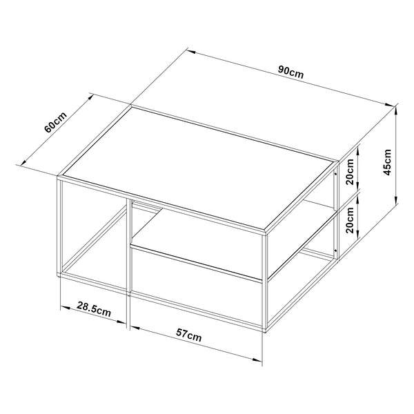 Table basse Solund du Salon Rectangulaire 45 x 90 x 60 cm [en.casa]