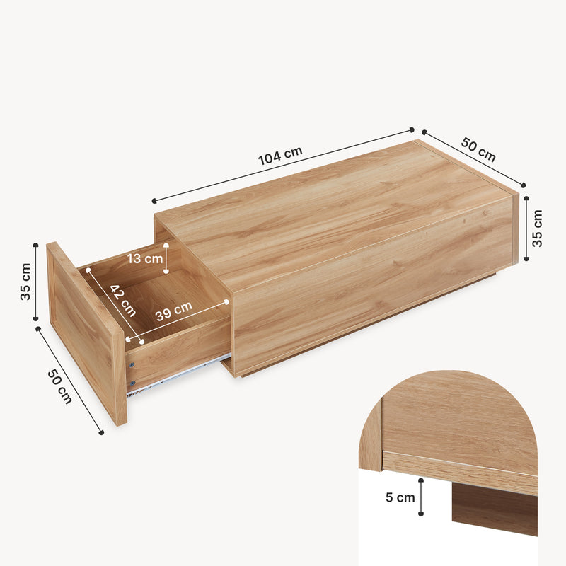 Croquis coté Table basse Turur 104 x 50 x 40 cm [en.casa] 