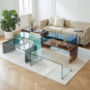 Couchtisch Väsas 90x45x35 cm gehärtetes Glas [en.casa]