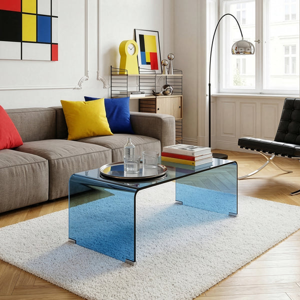 Couchtisch Väsas 90x45x35 cm gehärtetes Glas [en.casa]