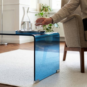 Couchtisch Väsas 90x45x35 cm gehärtetes Glas [en.casa]