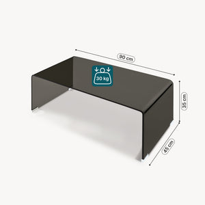 Couchtisch Väsas 90x45x35 cm gehärtetes Glas [en.casa]