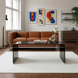 Couchtisch Väsas 90x45x35 cm gehärtetes Glas [en.casa]