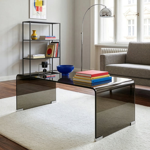 Couchtisch Väsas 90x45x35 cm gehärtetes Glas [en.casa]