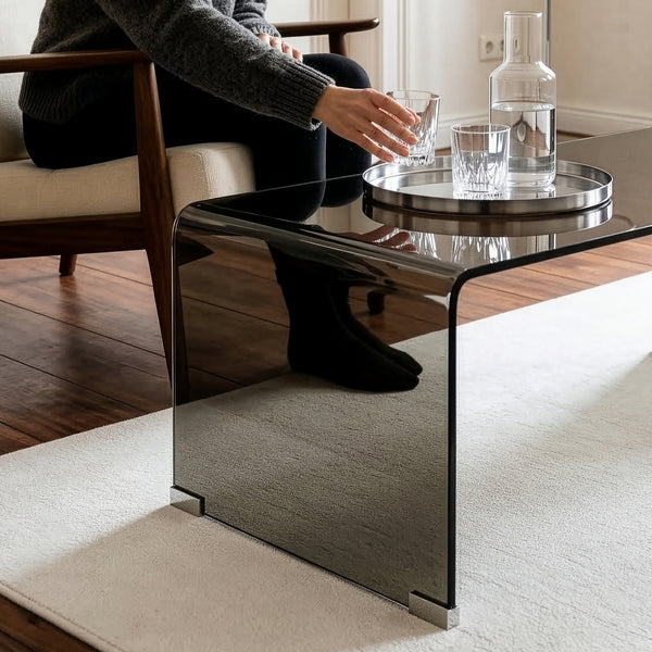 Couchtisch Väsas 90x45x35 cm gehärtetes Glas [en.casa]