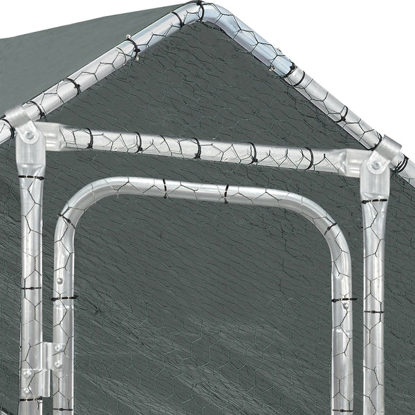 Enclos Extérieur Wels Volière Acier Galvanisé Argent Vert Foncé [pro.tec]