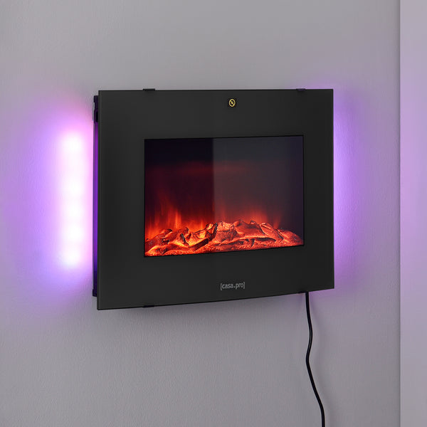 Cheminée Électrique Attachable au Mur 36 LEDs Integrés [casa.pro]
