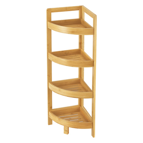 Scaffale da bagno in bambù Lestijärvi, scaffale angolare con 4 ripiani 80x23x23cm [en.casa] - premiumXL