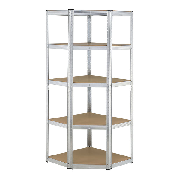 Sistema di Immagazzinamento, Scaffale in Acciaio Zincato con 5 Ripiani in MDF, Scaffalatura per Stoccaggio, Struttura a Incastro - Vari Misure