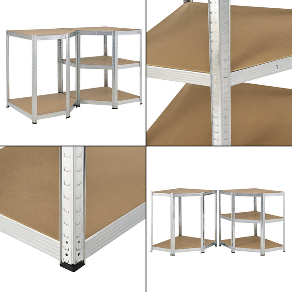 Sistema di Immagazzinamento, Scaffale in Acciaio Zincato con 5 Ripiani in MDF, Scaffalatura per Stoccaggio, Struttura a Incastro - Vari Misure