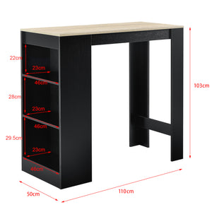 Bancone Tavolo Alto da Bar Kouvola con 3 Scomparti Aperti 110x50x103 cm - Vari Colori [en.casa]