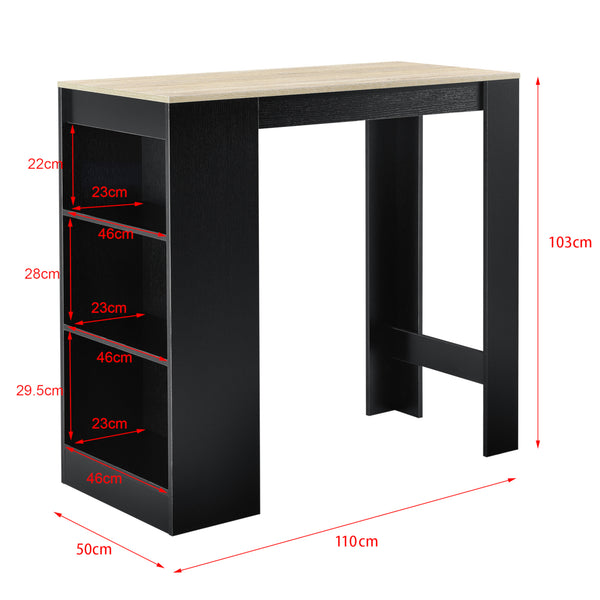 Bancone Tavolo Alto da Bar Kouvola con 3 Scomparti Aperti 110x50x103 cm - Vari Colori [en.casa]