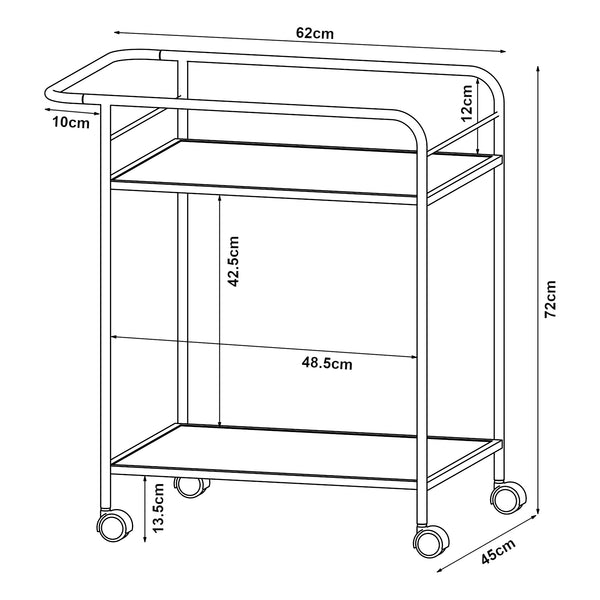 Chariot de service Hole avec 2 étagères 72 x 62 x 45 cm [en.casa]