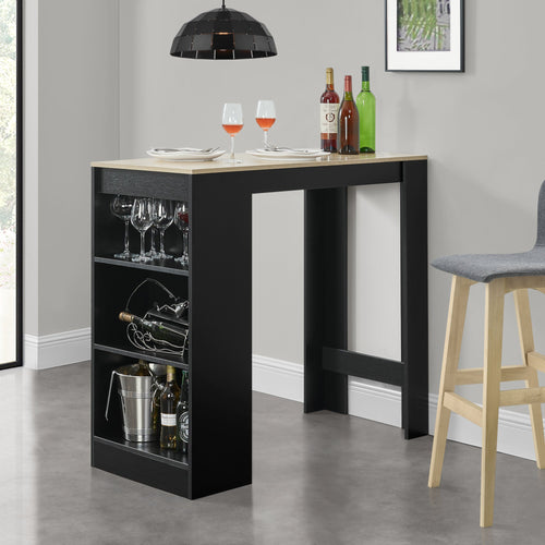Bancone Tavolo Alto da Bar Kouvola con 3 Scomparti Aperti 110x50x103 cm - Vari Colori [en.casa]