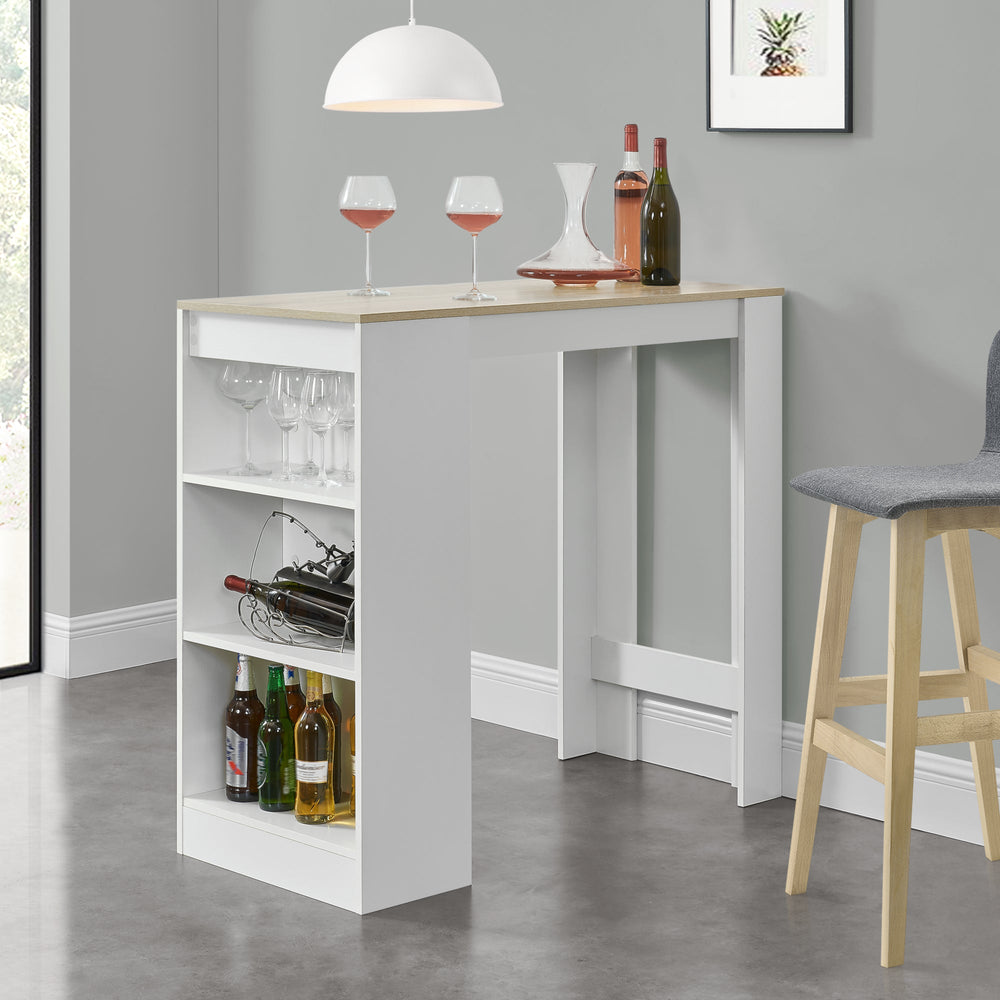 Table de bar Kouvola avec 3 compartiments 110x50x103 cm en différentes couleurs [en.casa] - premiumXL