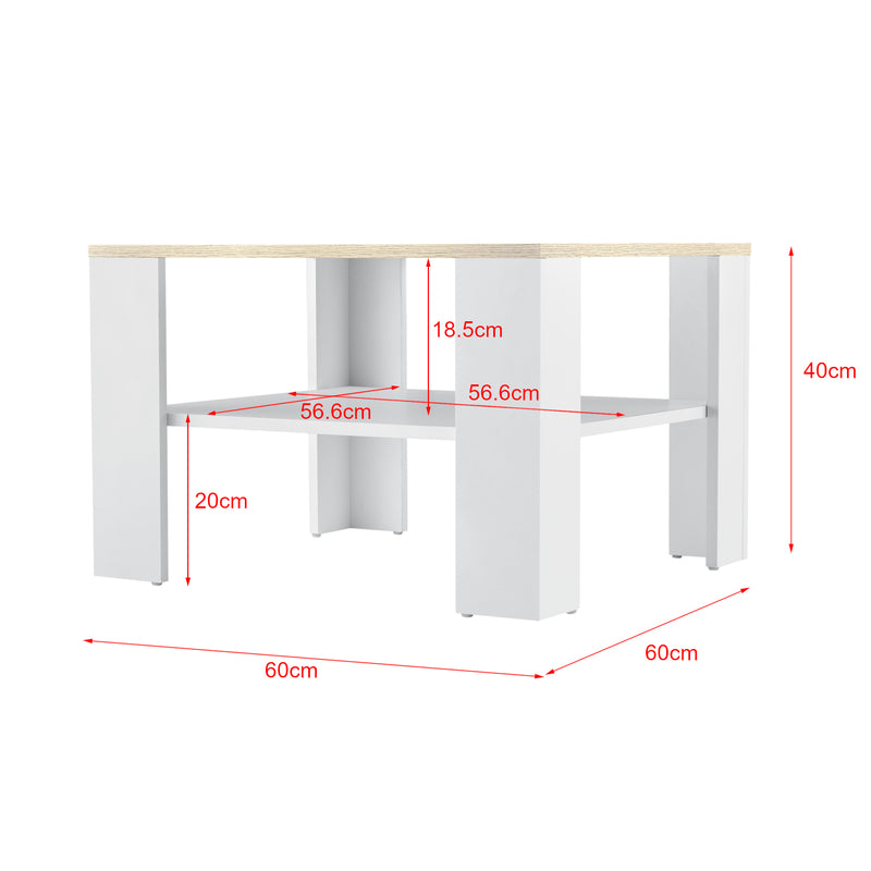 Croquis coté Table Basse de Salon avec Espace de Rangement Aachen 60 x 60 x 40 cm [en.casa]