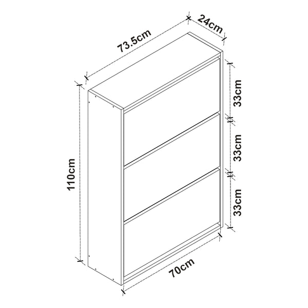 Scarpiera Salvaspazio Slim con 3 Contenitori Ribaltabili Portascarpe Stretto da Ingresso Capienza 18 Paia 110 x 73,5 x 24 cm - Vari Colori [en.casa]